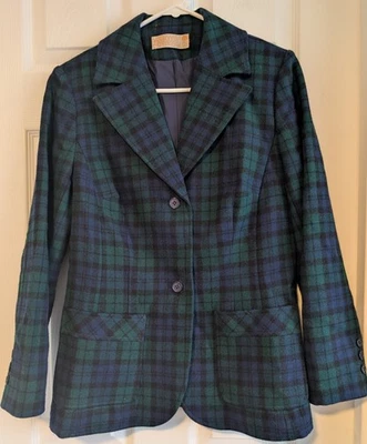 Vintage Pendleton Wool Blazer Women's 12 Tartan Plaid Blue Two Button Made In... - Image 1 of 4