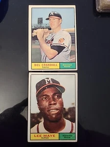 1961 Topps Baseball Milwaukee Braves Lot Del Crandall & Lee Maye - Picture 1 of 4