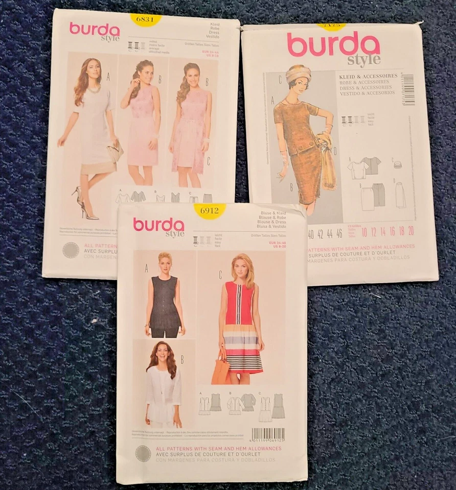 Burda  Dress 6831 6912 7175 Sewing Pattern assorted sizes 8 to 20 Summer Casual - Image 1 of 1