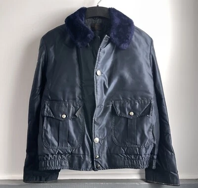 Винтажная механика автомобиля куртка большой шерпа лоскутное одеяло с подкладкой 1970-х 60-х 70-х полицейское пальто - Изображение 1 из 4