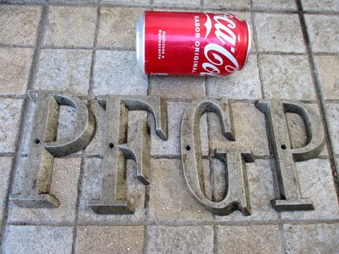 Vintage Large 5" 4 Letter Px2 and F &G Reclaimed Sign Old Shop in Hard Aluminum Cover