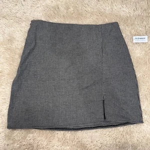 Old Navy Hahnentritt Rock Damen M schwarz-weiß Schlitz Mini Preppy Herbst - Bild 1 von 6