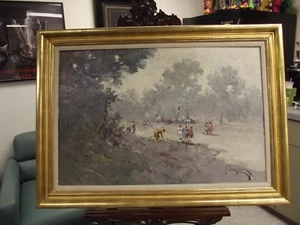 R. Cascella Original Oil Painting on Canvas Signed Naples Italy 1934 - Bild 1 von 9