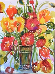 Summer Flowers. Original Watercolor Painting - Picture 1 of 8