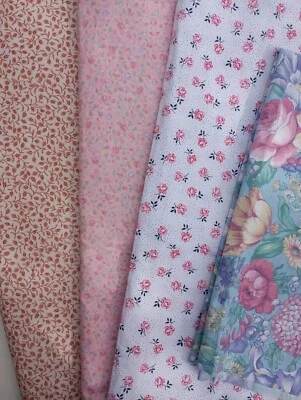 Vintage 90s Floral Fabric 15 Yards Quilting Sewing Marcus Brothers Joan Kessler  - Image 1 of 4