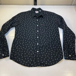 LEVI'S LEVIS LONG SLEEVE CASUAL DRESS SHIRT Mens M Black / UFO SPACE SHIP ALEIN - Picture 1 of 6