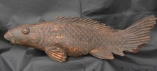 Large Antique Meiji Era Illegibly Signed Carved Wood Carp Sculpture NO RESERVE