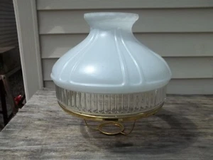 NEW Alladin White to Clear Ribbed Glass Lamp Shade with 10" Brass Ring 11"OD - Picture 1 of 6