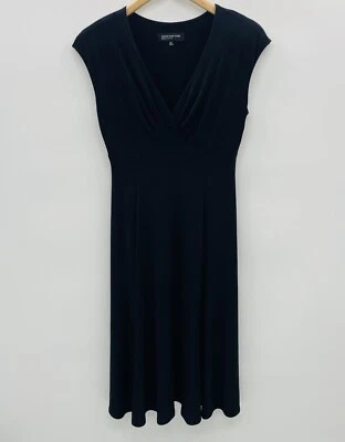Jones New York Petite Womens Size 8P Capped Sleeve A-Line Dress in Black - Image 1 of 4
