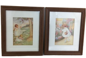 Mary LaFetra Russell Gerahmte Kinder Mädchen Kunstdrucke 2er Set - Bild 1 von 12