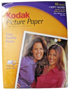KODAK PICTURE PAPER SOFT GLOSS NEW 10 sheets for inkjet print 8.5" x 11" - Picture 1 of 3