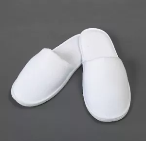Men's White Cotton Slippers Travel Salon Spa Hotel Bedroom Shoe Slipper Size:10 - Picture 1 of 1
