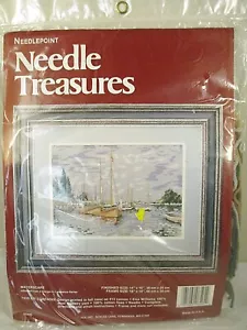 1990s NOS Needlepoint Needle Treasures Kit Waterscape #06595 Sail Boat Marina 1 - Picture 1 of 4