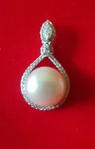 Klassisch schöner 925 Silber Anhänger mit Süßwasser Perle und Zirkonia 4,2 g - Bild 1 von 17