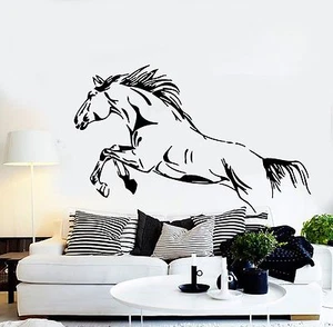 Wall Stickers Vinyl Decal Wild Mustang Jump Horse Racing Big Stallion (EM334) - Picture 1 of 3