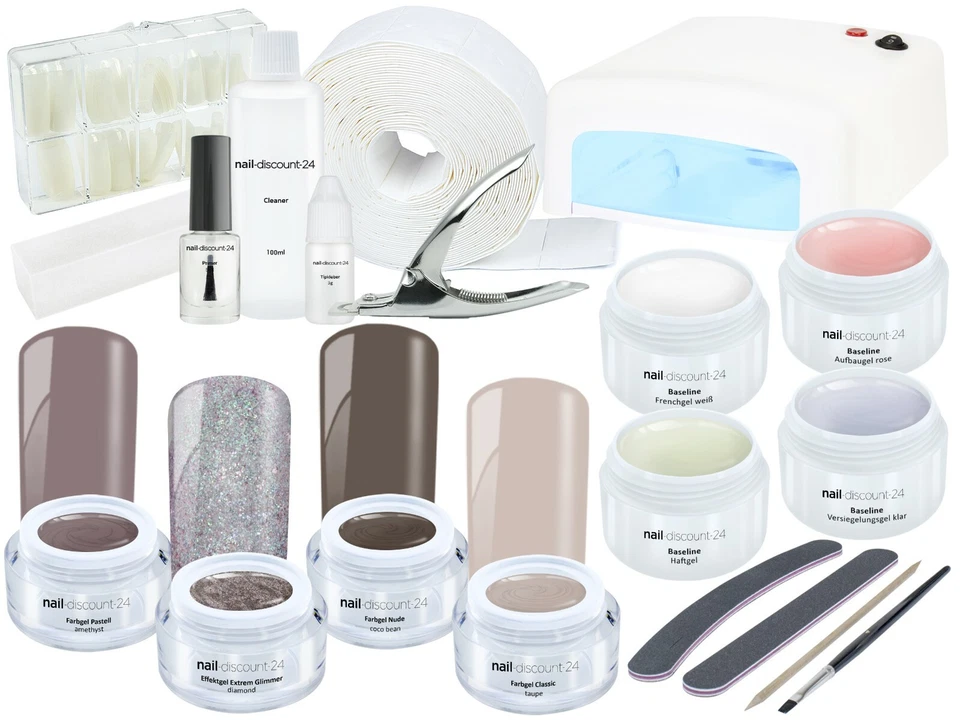 XXL Nagelstudio Farb UV Gel STARTER SET En Vogue Nail Art Einsteiger French Mani - Bild 1 von 4