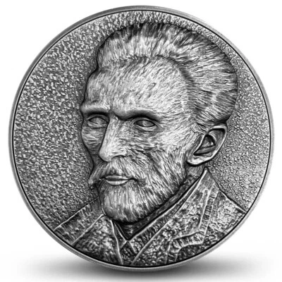 2020 Self Portrait of Vincent Van Gogh  2 oz Pure Silver High Relief Coin - Image 1 of 3