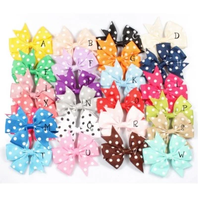 30pcs 3" Dovetail Grosgrain Dot Ribbon Kids Hair Bows Hair Accessories no clips - Image 1 of 2