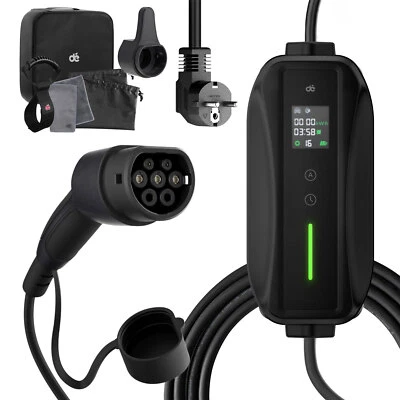 6 m cavo di ricarica EV tipo 2 Schuko casa caricabatterie 8-16A per auto elettrica DACIA SPRING - Immagine 1 di 4