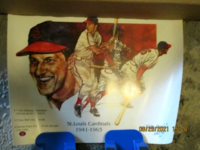 STAN THE MAN MUSIAL AUTOGRAPHED HOF 69 PRINT STAN THE MAN INC AUTHENTICATED - Image 1 of 3