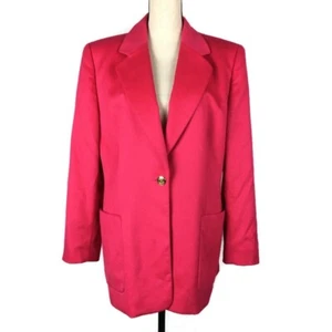 ESCADA Vintage 80s Hot Pink Oversized Jacket Blazer Angora Wool Womens 44 Large - Picture 1 of 12