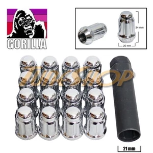 16 GORILLA SPLINE TUNER LOCK LUG NUT 12X1.5 1.5 ACORN WHEELS RIMS CHROME CLOSE H - Picture 1 of 2