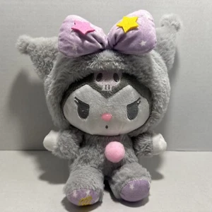 Sanrio KUROMI Hello Kitty Grey Outfit Big Bow Plush Stuffed Toy NO TAG 9 Inch - Picture 1 of 4