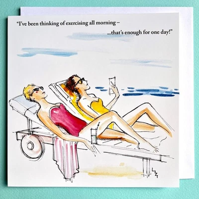 FUNNY BIRTHDAY CARD FOR HER;NOT RUDE;BEACH; TOP SELLER;EXERCISE;UK MADE - Image 1 of 4