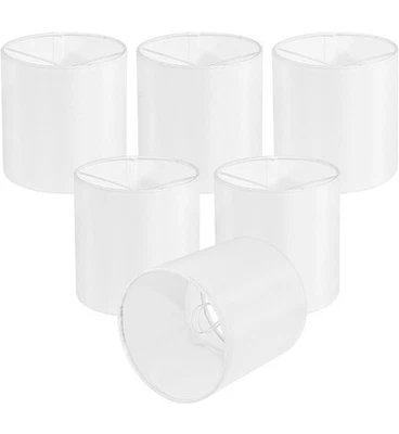 6 piezas mini pantallas para lámparas de araña 5,1" X 5,1" X 5,3” lino blanco Foto 1 de 4