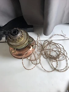 Sehr seltene antike Hinks Öllampe Font Center Draft 1880-1890 Kupfer & Messing - Bild 1 von 7