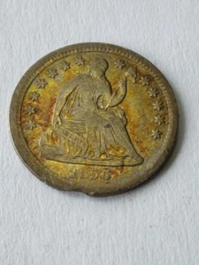 1856 P Half Dime, Fine Details Golden Tone - Picture 1 of 2