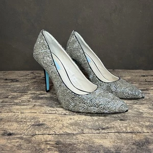 Betsey Johnson "Blue by Betsey Johnson" silberne Perlen Pailletten Heels - Größe 7M - Bild 1 von 11
