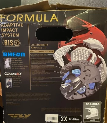 Casco Fly Racing Blanco Nuevo con Etiquetas 2xl con Bolsa de Viaje Protectora Foto 1 de 4