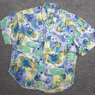 Vintage GUESS Georges Marciano Shirt Mens L Abstract Geometric Made In USA 80s - Image 1 of 4