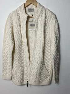 Blarney Woolen Mills Women's Full Zip Cable Knit Aran Cardigan Ireland Sz M - Picture 1 of 14