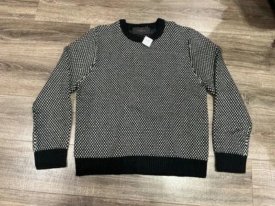 Coach  Birdseye Crew Sweater Mens XL Black/White Wool/Cashmere Pullover NWT B38 - Image 1 of 4