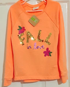 Crazy 8 Girls Orange Sequin Pullover Sweatshirt Top Size M 7 8 - Picture 1 of 2