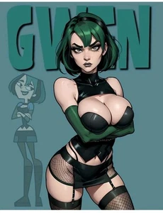 FanArt Waifu Card aceo–Retro Jumbo 8x10" Pin Up Limit Ed Gwen Total Drama Island - Picture 1 of 1