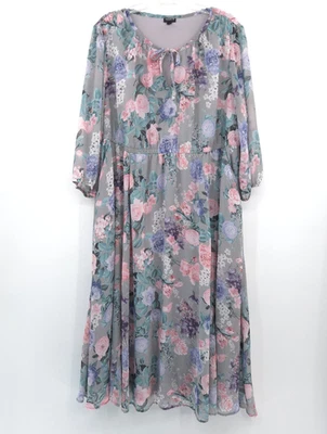 Torrid Tea Chiffon Front Tie floral midi dress Size 2X cottagecore peasant - Image 1 of 4