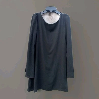JUDITH MARCH TUNIC DRESS M BLACK ROUND NECK LONG SLEEVE BEADED NECKLINE BACK - Image 1 of 4