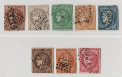 FRANCE 1870-1871 THE IMPERF ISSUES SC. #39-42, 46-48 FRESH COLORS NEAT CANCELS - Image 1 of 2