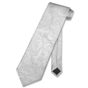 Corbata Vesuvio Napoli PLATA GRIS Color Paisley Diseño Hombres Gris Corbata Cuello - Imagen 1 de 2
