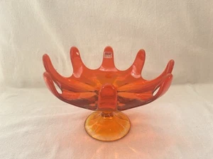 De colección Vidrio Vikingo Caqui Naranja Amberina 8 Pétalos con Tazón de Etiqueta Original Años 60 - Imagen 1 de 13