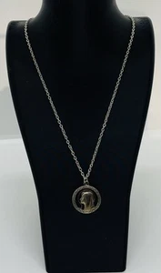 Vtg Catholic Our Lady of Lourdes Medal Pendant W/ 18k Gold Filled Chain Necklace - Picture 1 of 4