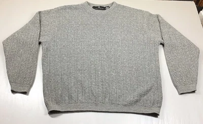 Vintage Consensus Sportswear Sweater Mens XL Cable Knit Crew USA Gray Grandpa - Image 1 of 4