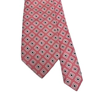 Canali Men's Tie Pink Geometric Diamonds Woven Silk 3.75" (Width) 57.5" (Length)