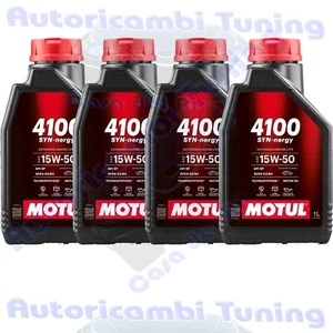 4 Litri Olio Motore Motul 4100 SYN NERGY 15W50 ACEA A3 B4 API SP SEMI SINTETICO - Foto 1 di 4