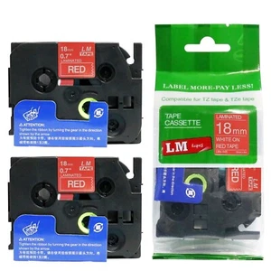 Paquete de 2 cintas blancas sobre rojas de 18 mm para fabricante de etiquetas P-touch modelo PT1650, PT-1650 - Imagen 1 de 1