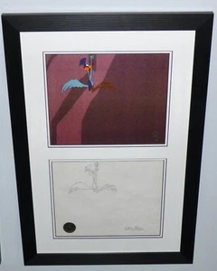 WARNER BROS ROAD RUNNER 1970s PRODUCTION DRAWING + 1/1 CEL SIGNED CHUCK JONES - Picture 1 of 3