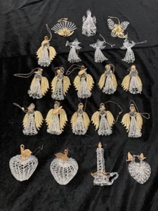 Lot 21 Vintage Kristall und Gold mundgeblasen gesponnen Baumschmuck - Bild 1 von 10